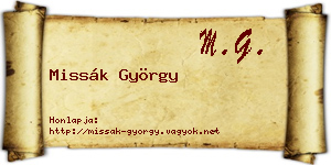 Missák György névjegykártya